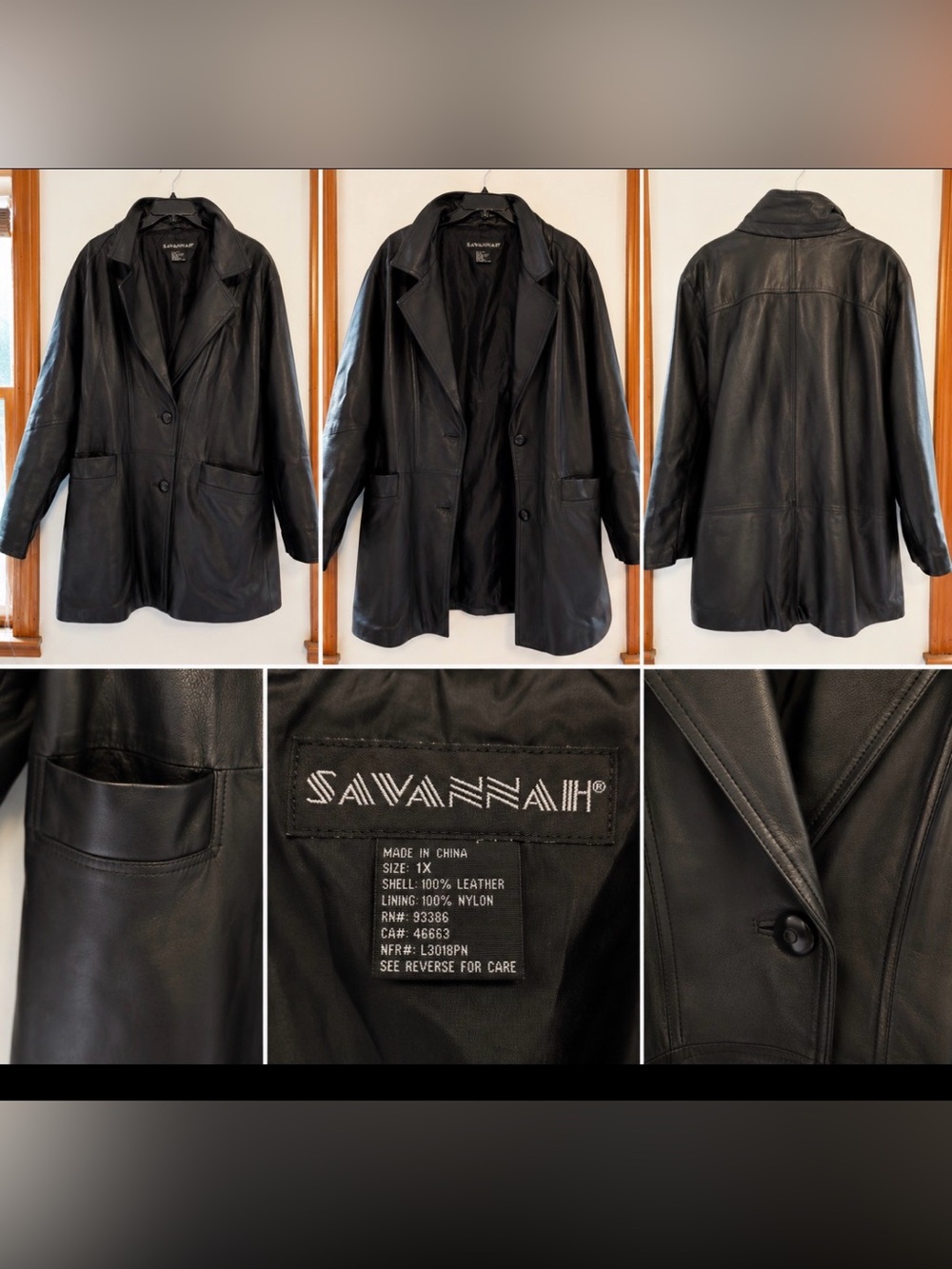 Savannah Genuine Leather Black Blazer Jacket